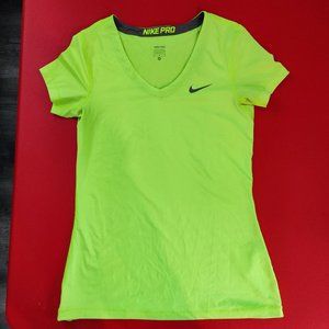Nike Pro dri-fit athletic shirt neon green women's size M